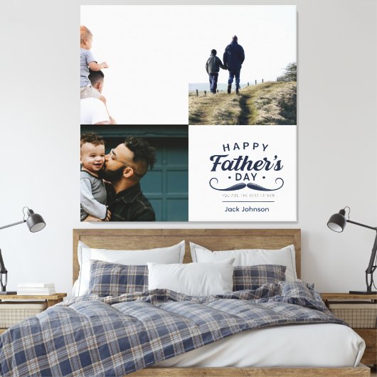 Happy Father’s Day Mustache Tribute Design Canvas Afdruk (Insitu (Slaapkamer))