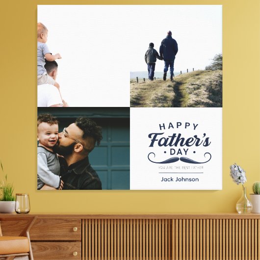 Happy Father’s Day Mustache Tribute Design Canvas Afdruk (Insitu (Woonkamer))