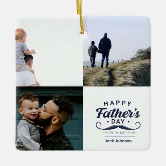 Happy Father’s Day Mustache Tribute Design Keramisch Ornament (Voorkant)