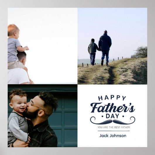 Happy Father’s Day Mustache Tribute Design Poster (Voorkant)
