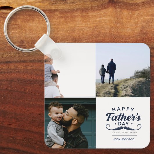 Happy Father’s Day Mustache Tribute Design Sleutelhanger (Voorkant)