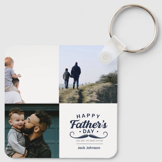 Happy Father’s Day Mustache Tribute Design Sleutelhanger (Achterkant)