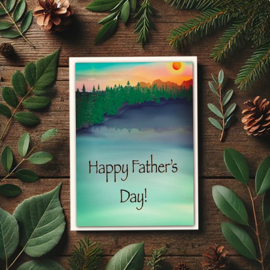 Happy Father’s Day Sunset Lake Vist Kaart