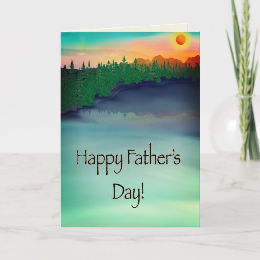 Happy Father’s Day Sunset Lake Vist Kaart (Voorkant)