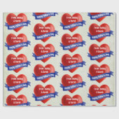 Happy Father's Add Naam van het kind Big Red Heart Cadeaupapier (Vlak)