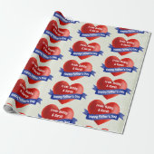 Happy Father's Add Naam van het kind Big Red Heart Cadeaupapier (Uitgerold)