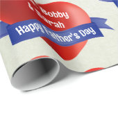 Happy Father's Add Naam van het kind Big Red Heart Cadeaupapier (Rol Hoek)