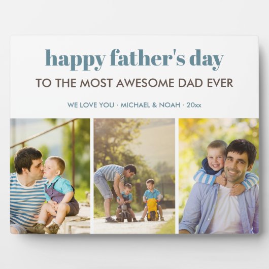 Happy Fathers Dag 3 Foto Collage Persoonlijk Fotoplaat (Voorkant)