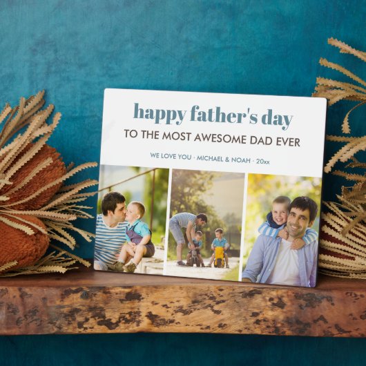 Happy Fathers Dag 3 Foto Collage Persoonlijk Fotoplaat (Zijkant)