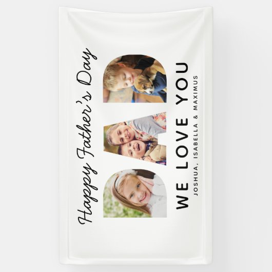 Happy Fathers Dag Papa Aangepaste foto Collage Spandoek (Verticaal)