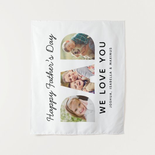 Happy Fathers Dag Papa Aangepaste foto Collage Wandkleed (Voorkant)