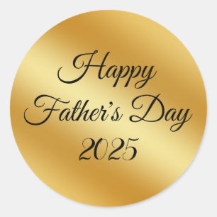 Happy Fathers Day 2025, Gold Metal Minimalist Ronde Sticker