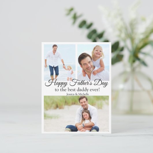Happy Fathers Day, 3 foto's Collage Modern Feestdagenkaart (Staand voorkant)
