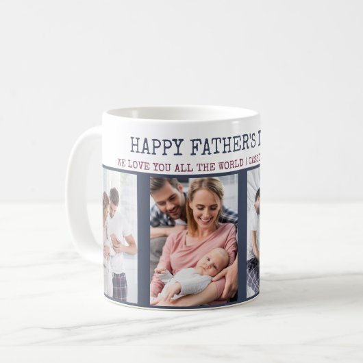 Happy Fathers Day 4 Foto gepersonaliseerd Koffiemok (Voorkant links)