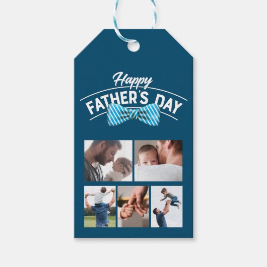 Happy Fathers Day 5 fotocollage Cadeaulabel (Voorkant)