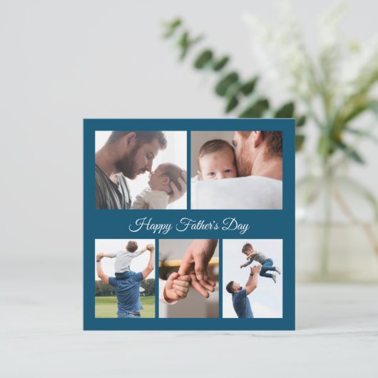 Happy Fathers Day 5 fotocollage Kaart (Staand voorkant)