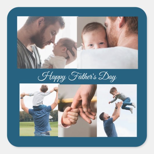 Happy Fathers Day 5 fotocollage Vierkante Sticker (Voorkant)