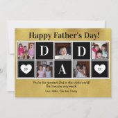 Happy Father's Day 5 Photo Gold Flat Greeting Card Kaart (Voorkant)