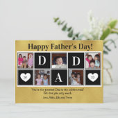 Happy Father's Day 5 Photo Gold Flat Greeting Card Kaart (Staand voorkant)