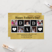Happy Father's Day 5 Photo Gold Flat Greeting Card Kaart (Voorkant / Achterkant in situ)