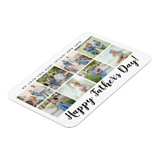 Happy Father's Day 8 Photo Custom White Magneet