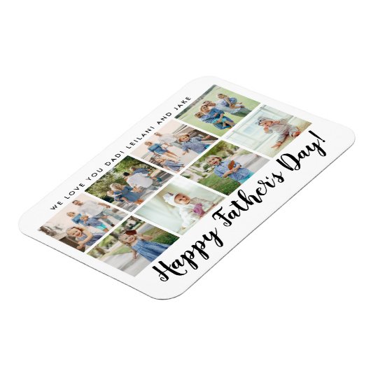 Happy Father's Day 8 Photo Custom White Magneet (Linkerzijde)