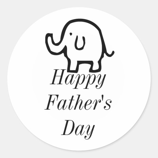 Happy Fathers Day Baby Olifant Schattige Eenvoudig Ronde Sticker (Voorkant)