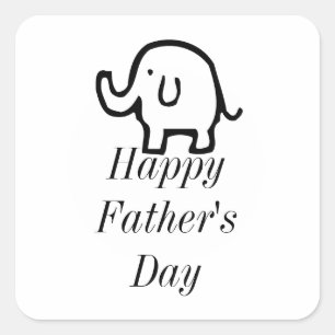 Happy Fathers Day Baby Olifant Schattige Eenvoudig Vierkante Sticker