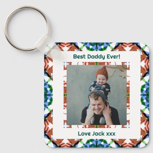 Happy Father's Day Best Daddy Dad Ever Brown Foto Sleutelhanger (Voorkant)