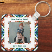Happy Father's Day Best Daddy Dad Ever Brown Foto Sleutelhanger (Achterkant)