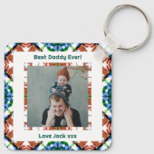 Happy Father's Day Best Daddy Dad Ever Brown Foto Sleutelhanger (Achterkant)
