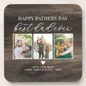 Happy Fathers Day Beste vader ooit 3 Fotocollage Bier Onderzetter (Voorkant)