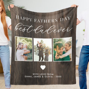 Happy Fathers Day Beste vader ooit 3 Fotocollage Fleece Deken