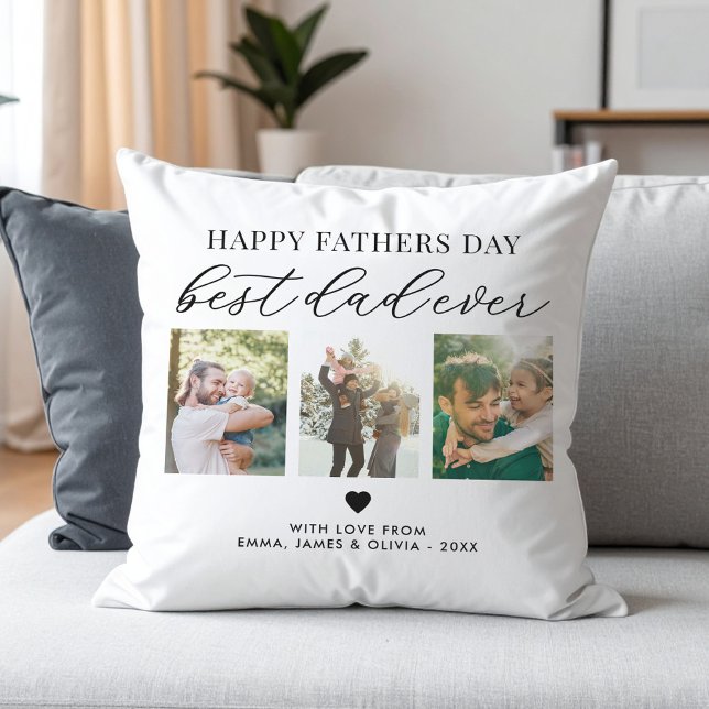 Happy Fathers Day Beste vader ooit 3 Fotocollage Kussen (Creator heeft geüpload)