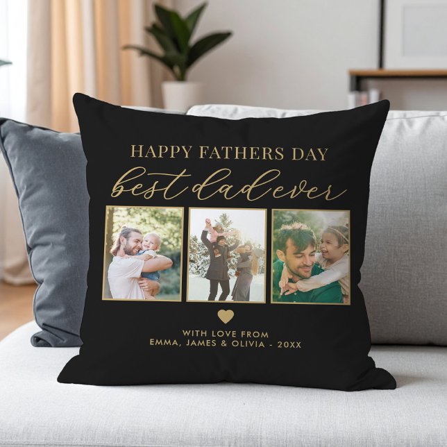Happy Fathers Day Beste vader ooit 3 Fotocollage Kussen (Creator heeft geüpload)