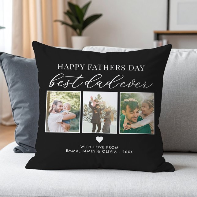 Happy Fathers Day Beste vader ooit 3 Fotocollage Kussen (Creator heeft geüpload)