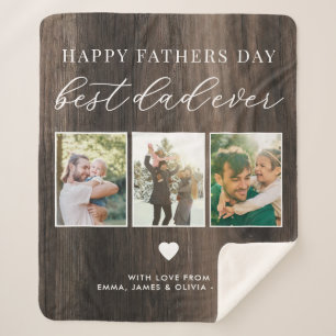 Happy Fathers Day Beste vader ooit 3 Fotocollage Sherpa Deken