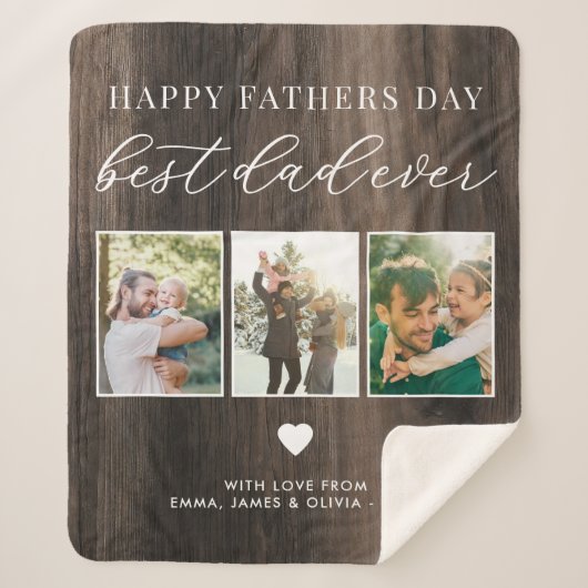 Happy Fathers Day Beste vader ooit 3 Fotocollage Sherpa Deken (Voorkant)