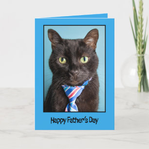 Happy Fathers Day Black Cat in Necktie Feestdagen Kaart