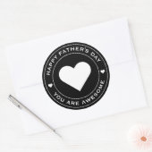 Happy Fathers Day Black White Heart Fun Unique Ronde Sticker (Envelop)