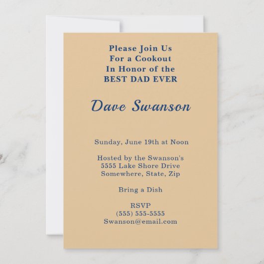 Happy Fathers Day Blue Pset Bow Stropdas Cookout P Kaart (Achterkant)