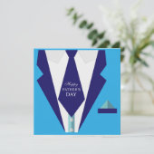 Happy Fathers Day Blue Suit Stropdas Family Brunch Kaart (Staand voorkant)