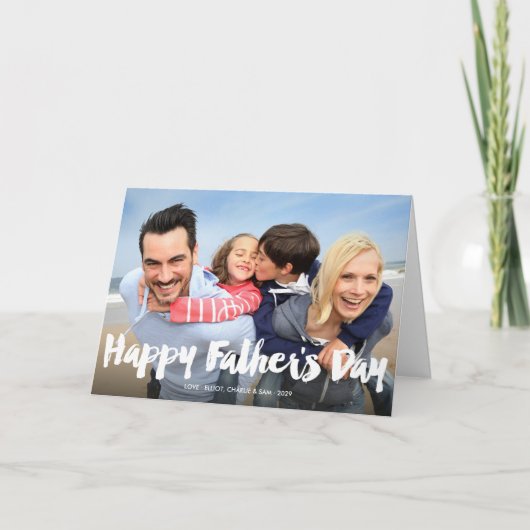 Happy Father's Day Bold Brush Script Photo Card Kaart (Voorkant)