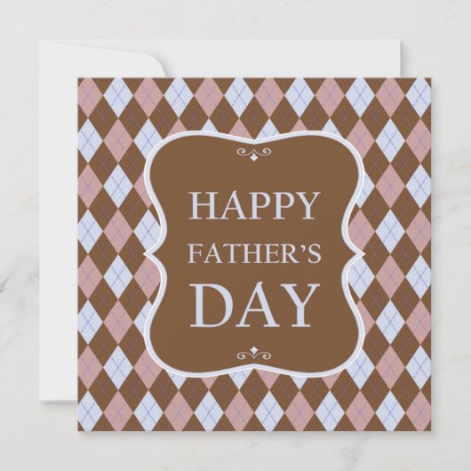 Happy Fathers Day Brown Shades Argyle Dinner Party Kaart (Voorkant)