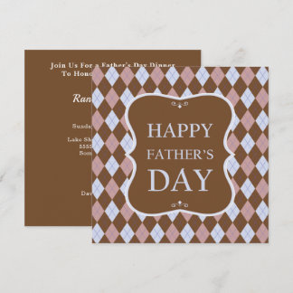 Happy Fathers Day Brown Shades Argyle Dinner Party Kaart