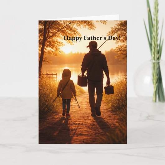 Happy Fathers Day Card - Sunrise Fishing image Kaart (Voorkant)