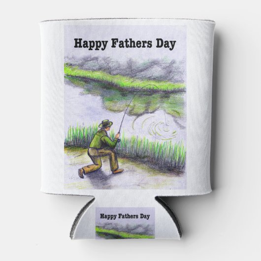 Happy Fathers Day Card voor forelzalm Blikjeskoeler (Voorkant)