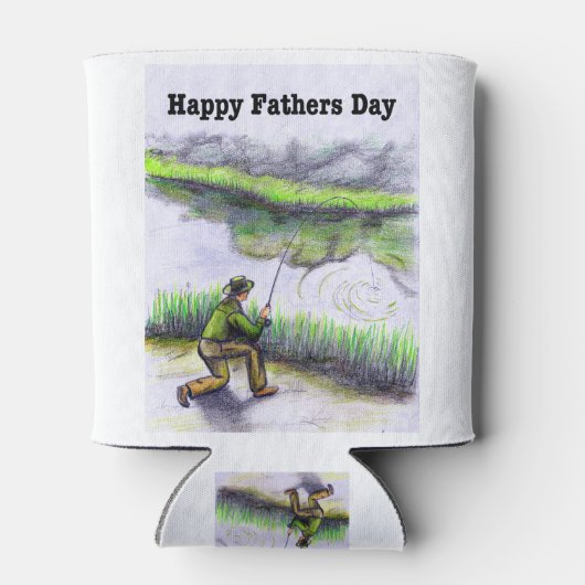 Happy Fathers Day Card voor forelzalm Blikjeskoeler (Achterkant)