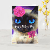Happy Fathers Day Cat Dad Painting grillig grappig Kaart (Gele Bloem)