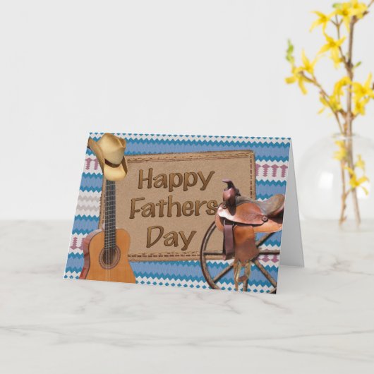 Happy Fathers Day Cowboy Kaart (Gele Bloem)